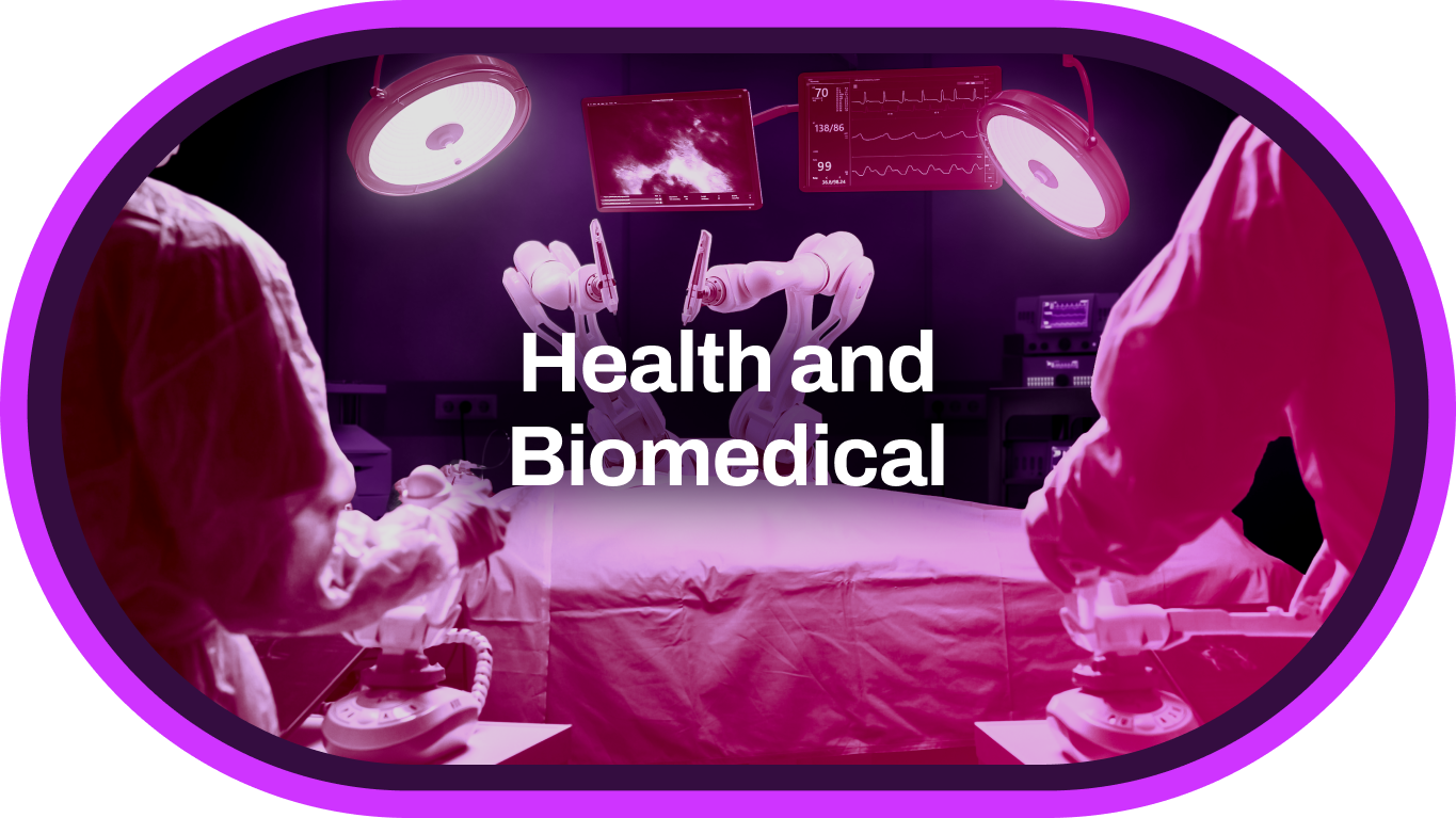 Graphic with the text "Health and Biomedical"